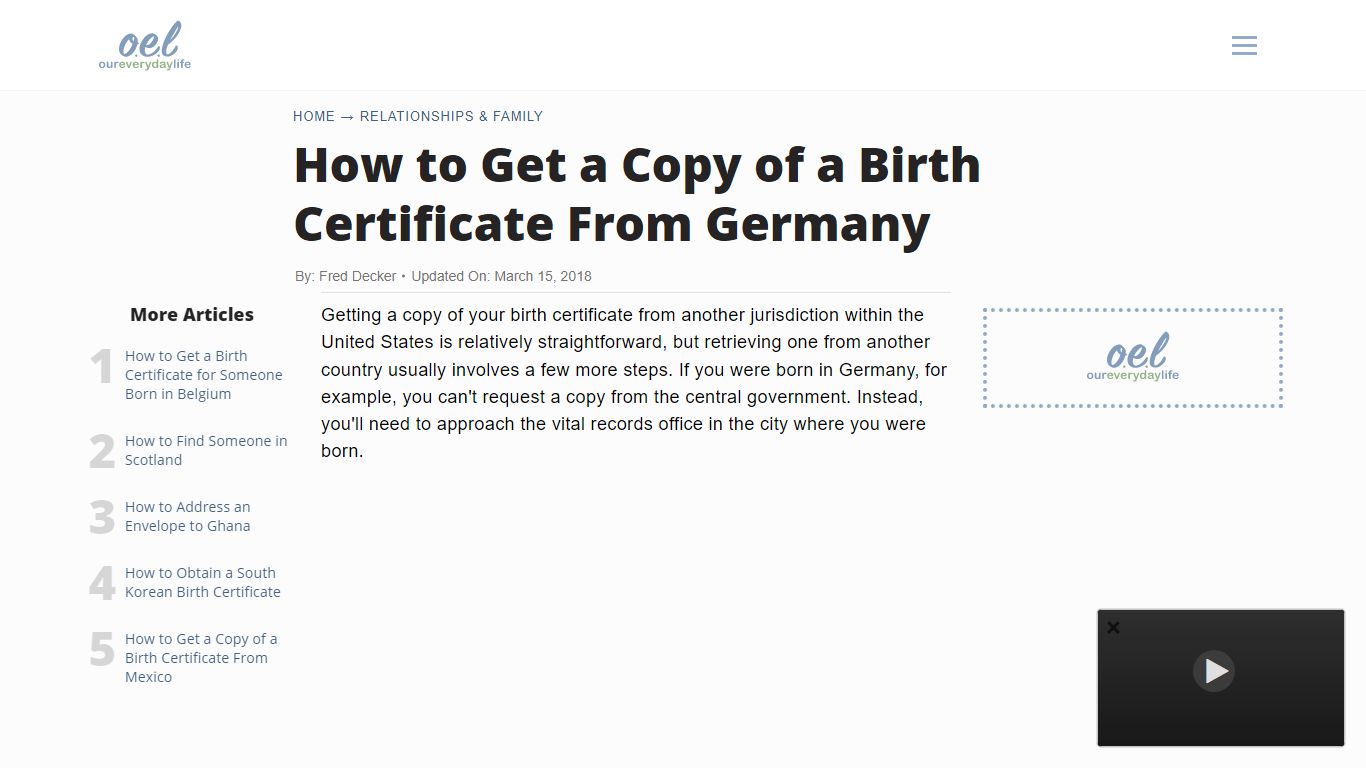 How to Get a Copy of a Birth Certificate From Germany